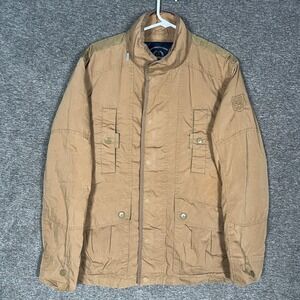 LERROS Mens M Tan Brown Lightweight Full Zip Button Utility Jacket‎ Coat